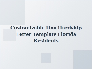 Florida Hoa Hardship Letter Template for Residents