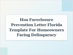 Florida Hoa Foreclosure Prevention Letter Template for Homeowners